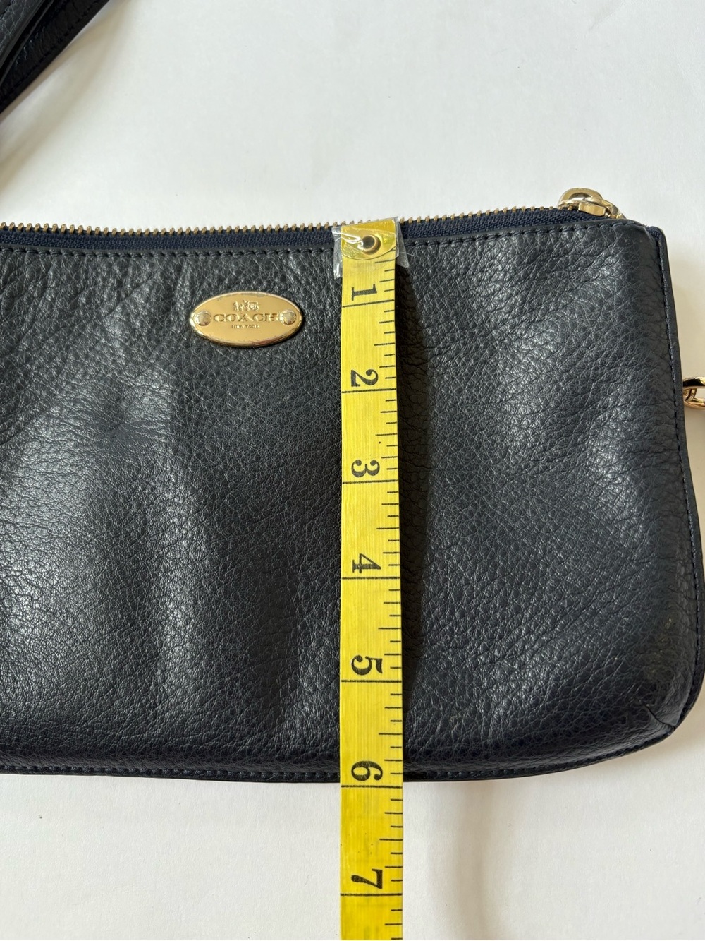 Coach Lyla Pebbled Leather Crossbody Purse Bag Dark Navy Blue Academia Career - Picture 11 of 13